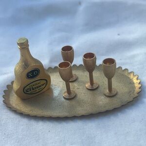 Vintage Mini Cognac Hennessey bottle, tray & glasses ￼